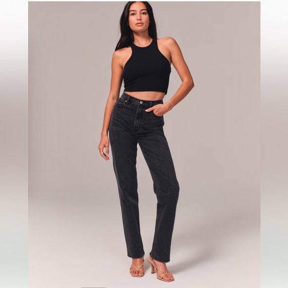 Abercrombie & Fitch Ultra High Rise 90s Straight Black Jean 27/4R - Picture 3 of 13